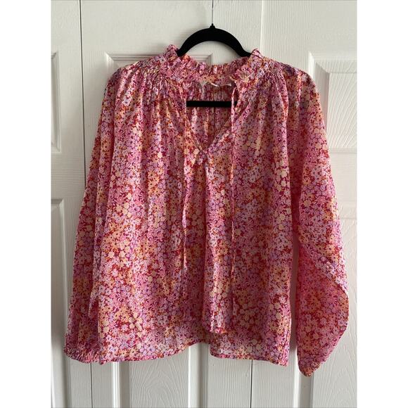 Karlie Womens Small Pink Floral Blouse Feminine Cottagecore - Picture 1 of 10